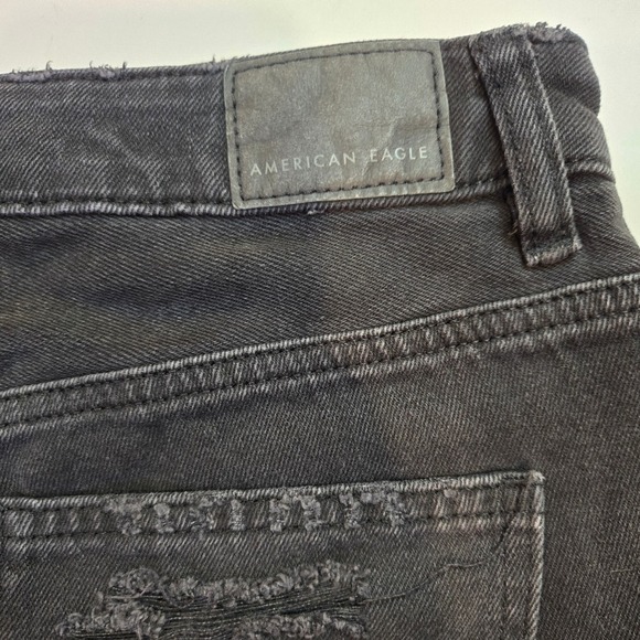 American Eagle Black Ripped Denim High Waisted Cutoff Shorts Size 2 - Picture 11 of 12